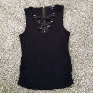 Rock & Republic sleeveless lace up top